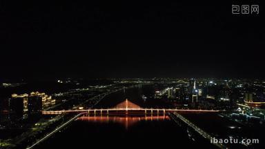 <strong>广东珠海</strong>横琴大桥夜景灯光航拍